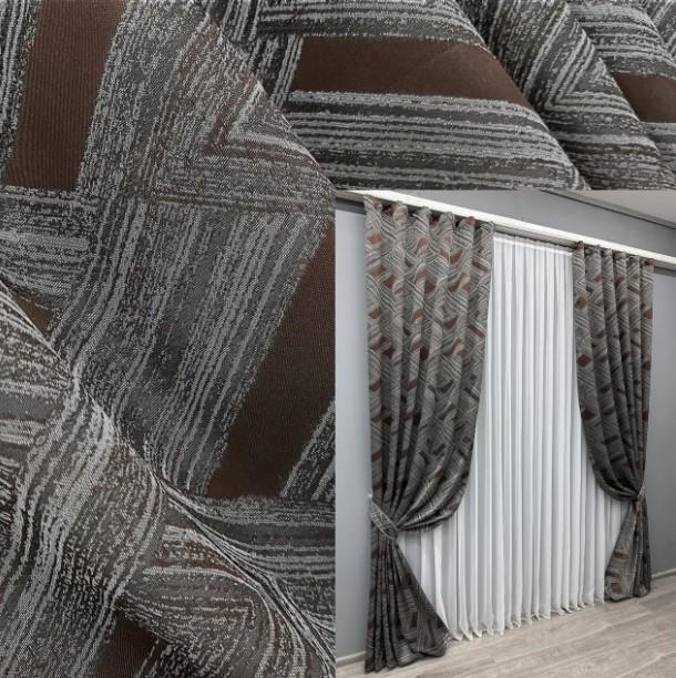 Комплект штор Mystery жакард 1,5х2,9 м 2 шт. Сірий/Венге (1623ш) - фото 6