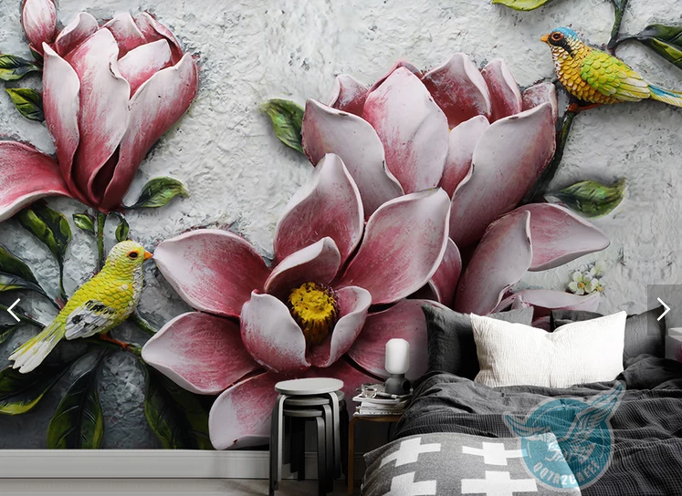 Фотообои 3D флизелиновые цветочные для спальни/зала/кухни Магнолии