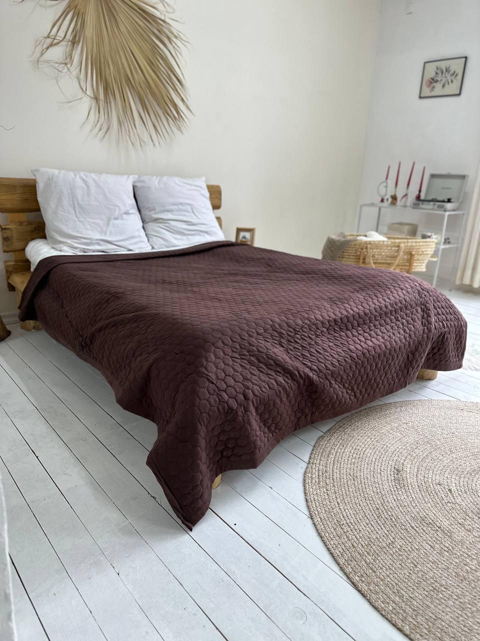 Плед котоновий 200х230 см Коричневий (13843-6)