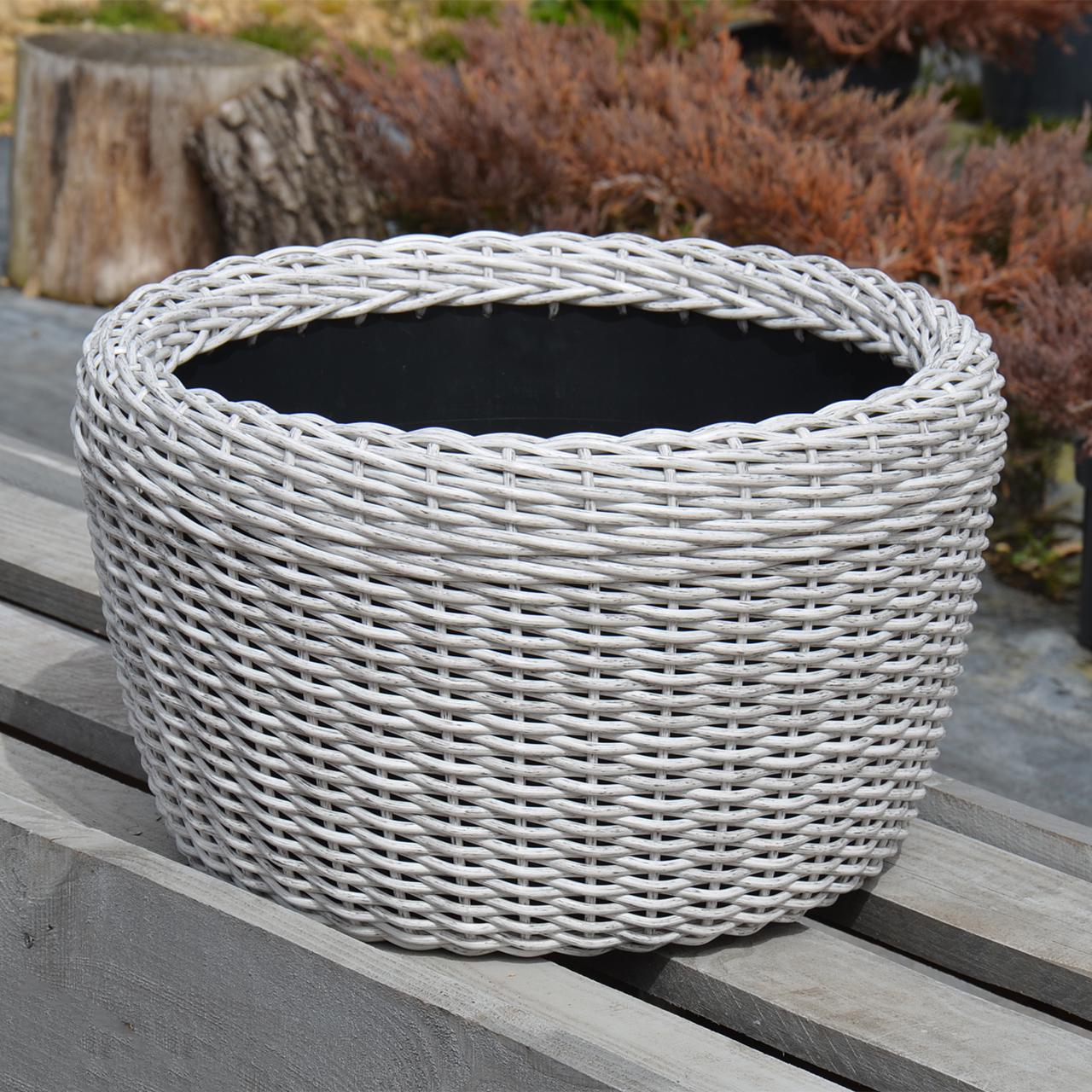 Кашпо велике для рослин та квітів з штучного ротангу/ручної роботи 45 л Біла береза (12343381) - фото 7 Кашпо велике для рослин та квітів з штучного ротангу/ручної роботи 45 л Біла береза (12343381) - фото 7