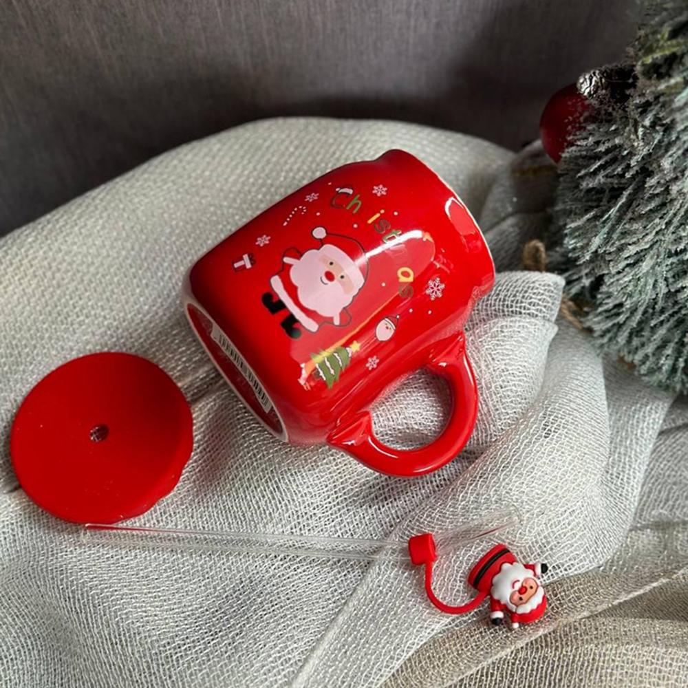 Чашка с крышкой и трубочкой Санта керамика 460 мл Красный (21-чер-102-1082) - фото 4 Чашка с крышкой и трубочкой Санта керамика 460 мл Красный (21-чер-102-1082) - фото 4