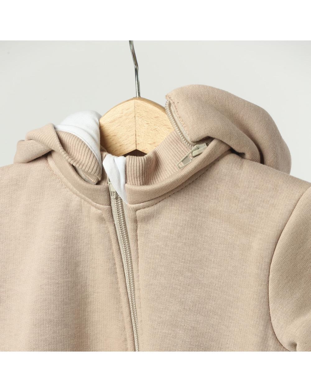 Комбинезон со съемным каюшоном детский BUNNY BOX утепленный триника р. 98 Капучиновый (18298) - фото 5