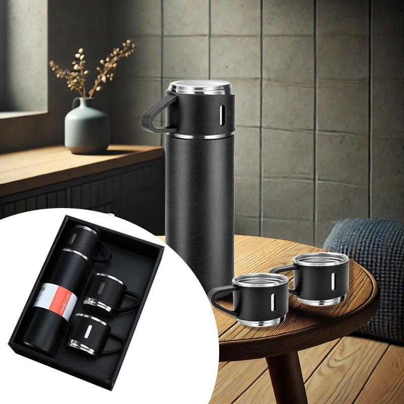 Набор Vacuum Flask термос и 3 чашки для горячих напитков 500 мл Black - фото 8 Набор Vacuum Flask термос и 3 чашки для горячих напитков 500 мл Black - фото 8