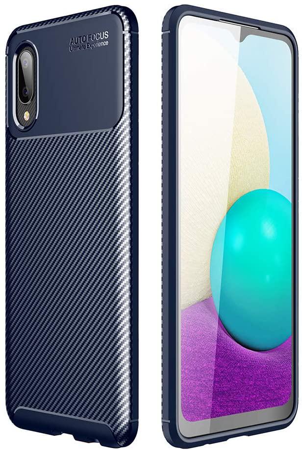 Чехол накладка Auto Focus Carbon для Samsung Galaxy A02 A022 Blue (20056-28)