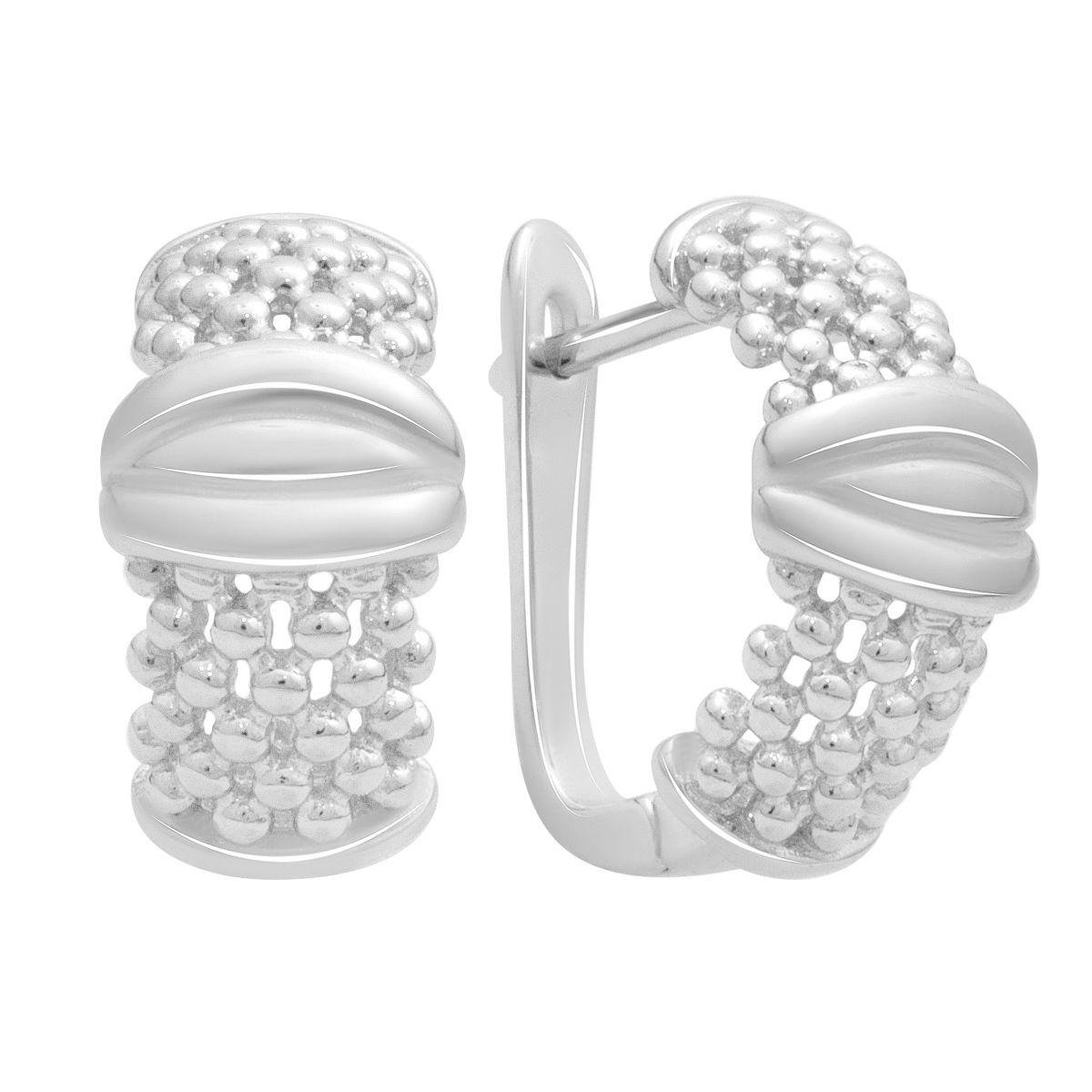 Серьги серебряные LoveR с фактурным плетением в виде шариков