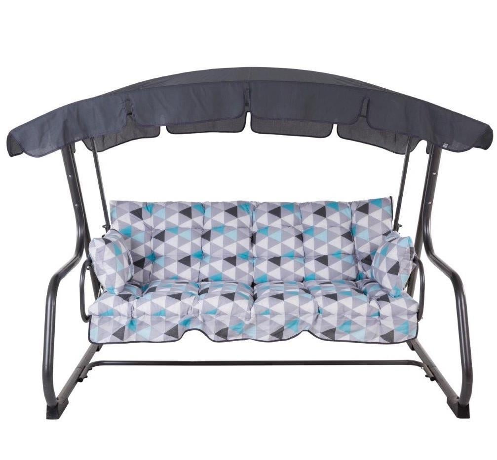 Садовая качель Patio Ravenna стальная с навесом 4-х местная раскладная с принтом (CNT00011651)