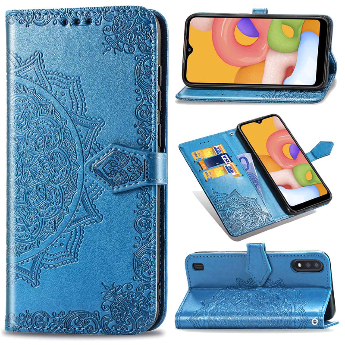 Шкіряний чохол (книжка) Art Case з візитниці для Samsung Galaxy A01 Синій - фото 2