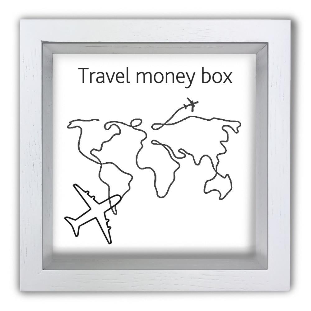 Копилка Travel money box деревянная 20x20x6,5 см Белый (хркп0014ба)