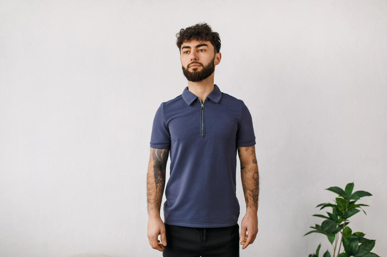 Поло чоловіче на блискавці трикотажне XXL Графітовий (24863/1/5) - фото 3 Поло чоловіче на блискавці трикотажне XXL Графітовий (24863/1/5) - фото 3