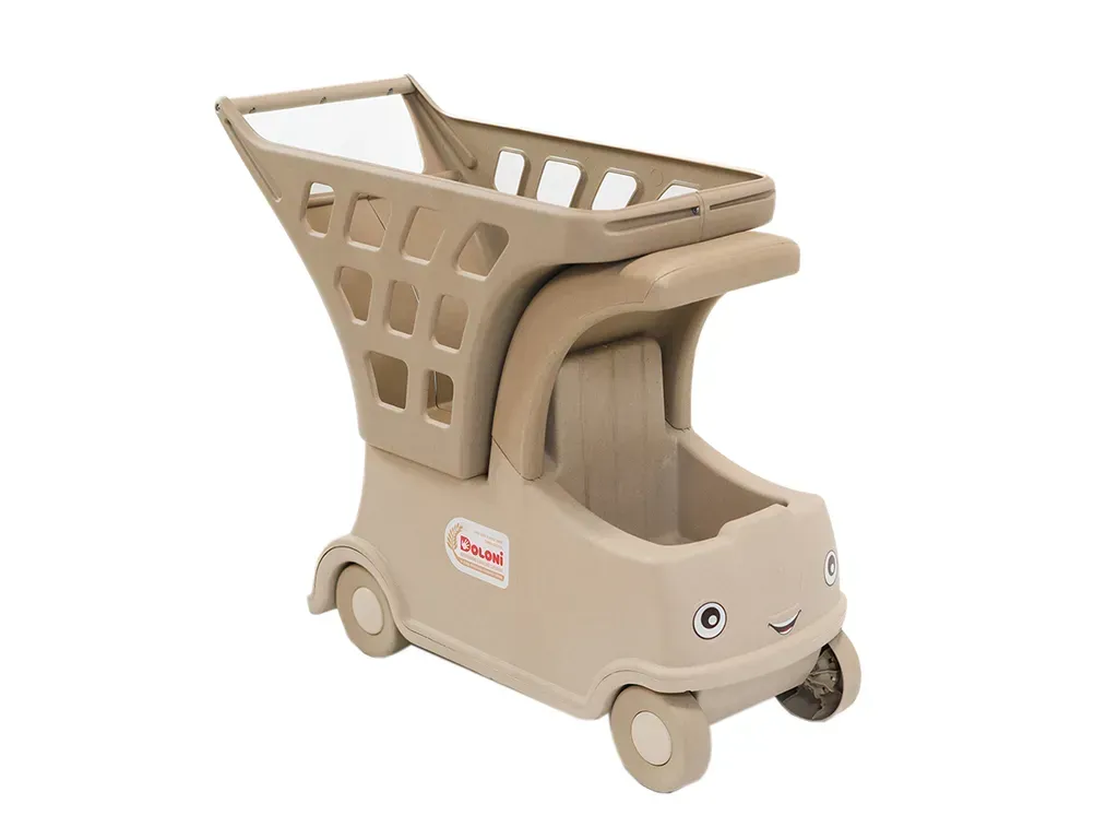 Тележка для кукол и пупсов Doloni Toys с корзиной из эко-пластика 68 см Бежевая (150-98-01540/02eco)