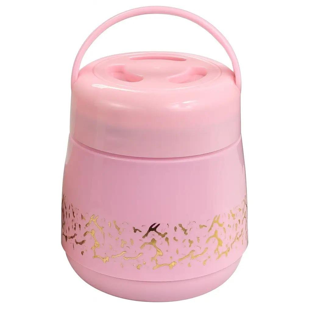 Термос пищевой со стеклянной колбой для еды 1,2 л Pink