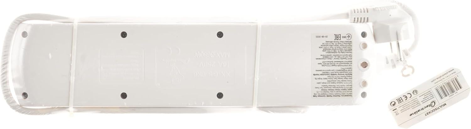 Удлинитель Electraline с защитой с заземлением 6 розеток 1,5 м 16A Индивидуальные выключатели 3х1 мм² Белый - фото 3