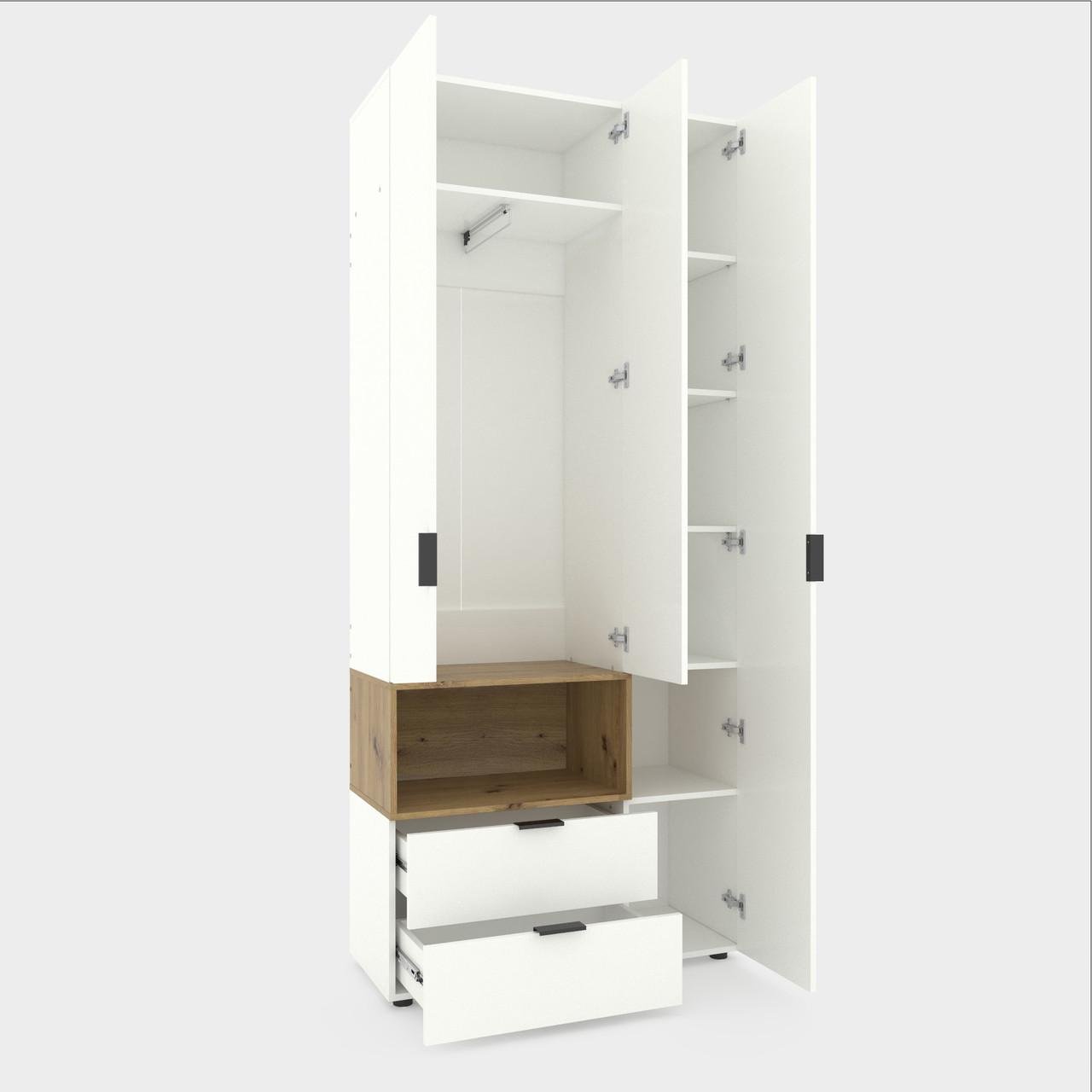 Шкаф Metkas Home A002L ЛДСП 1000x420x2300 мм Белый Снег/Дуб Артизан - фото 1 Шкаф Metkas Home A002L ЛДСП 1000x420x2300 мм Белый Снег/Дуб Артизан - фото 1