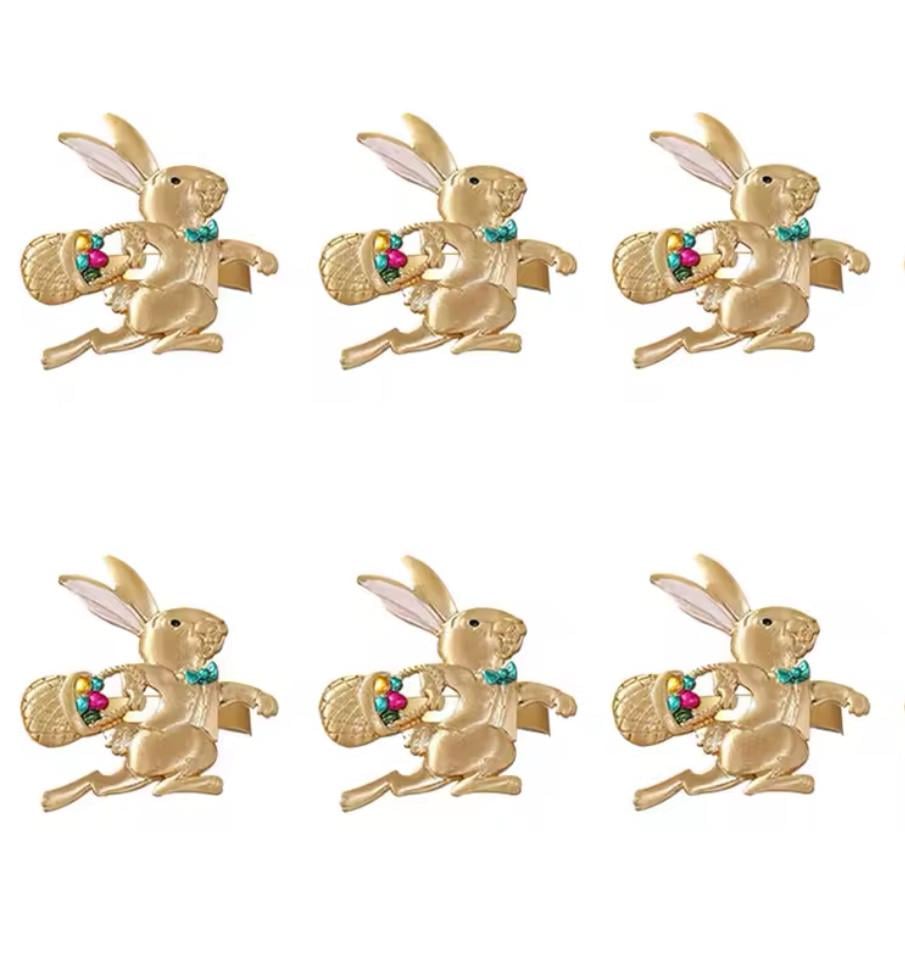 Кольца для сервировки Пасхальный кролик 6 шт. Золотой (PK001)