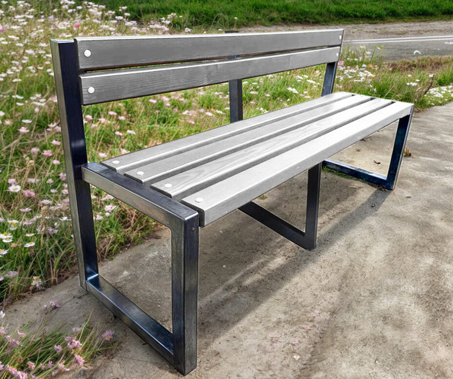 Лавка садова ТОБІ ШО Лофт Бенч зі спинкою без підлокітників 3 м Антрацитовий (25589128) - фото 1