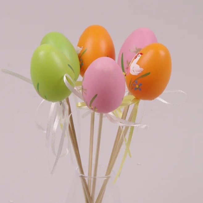 Декорация пасхальная на пике Flora Писанка микс 6 шт. (44026)