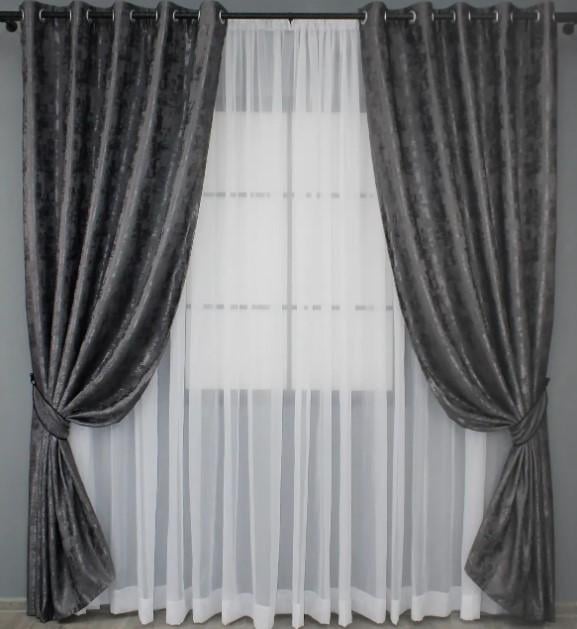 Штори на люверсах SULTAN YL жаккард 1,5х2,5 м 2 шт. Графітовий (1211ш) - фото 1 Штори на люверсах SULTAN YL жаккард 1,5х2,5 м 2 шт. Графітовий (1211ш) - фото 1