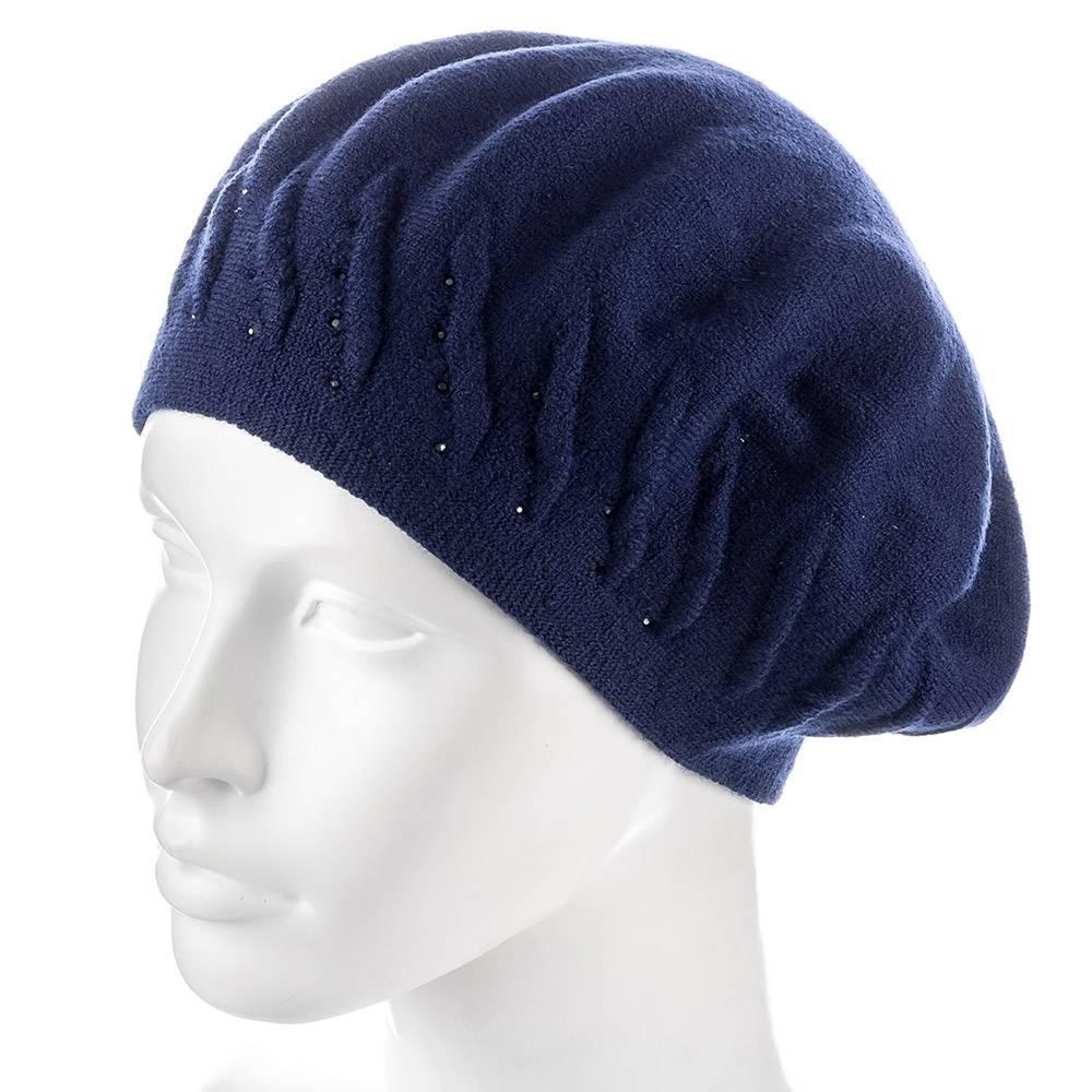 Берет женский Zolly ZH198 двойной тонкой вязки Синий