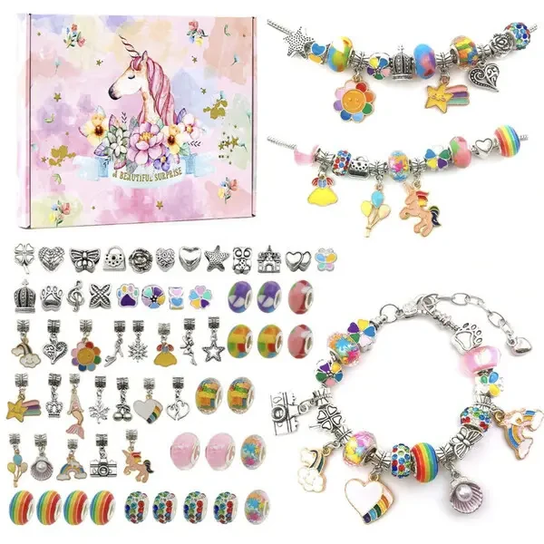 Набір для творчості для створення шарм браслетівта кольє з намистин 63 шт.