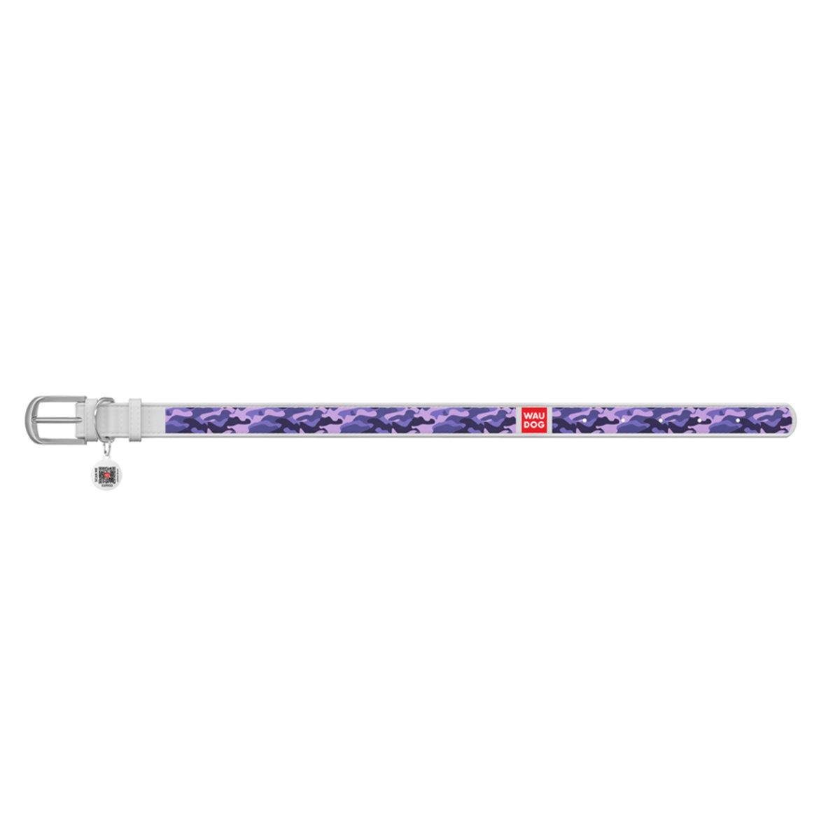 Ошейник Waudog Design Фиолетовый камо металлическая пряжка 25 мм x 38-49 см Белый