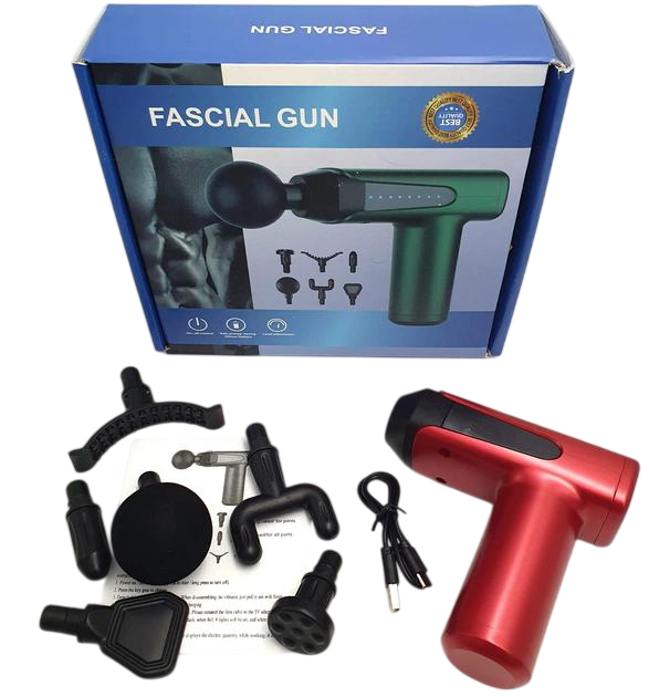 Масажер ударний для тіла портативний з 6 насадками для м’язів акумуляторний