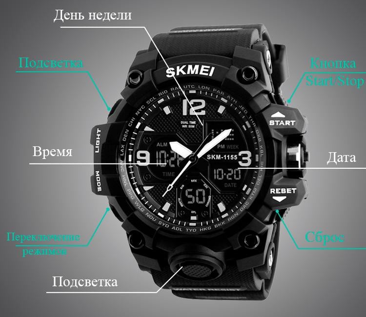 Чоловічий годинник Skmei 1155B Black Edition - фото 3