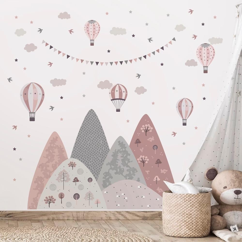 Наклейки на стіни дитячі LIPKO Гори XL Рожевий (705XL)