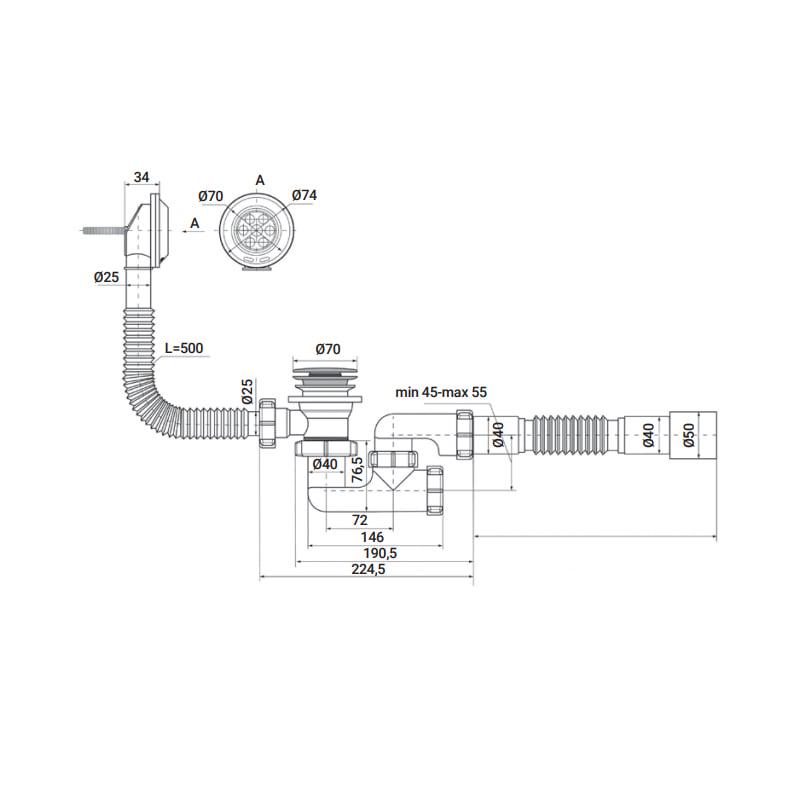 Сифон для ванны Zerix SV-02-C с ревизией/переливом и выпуском Click-clack (ZX4961) - фото 2 Сифон для ванны Zerix SV-02-C с ревизией/переливом и выпуском Click-clack (ZX4961) - фото 2