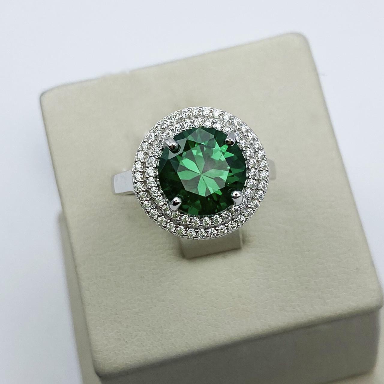 Каблучка срібна з nano смарагдом р. 18,5 5,1 г (1935718771)