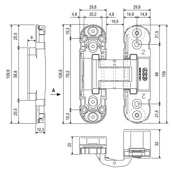 Петля скрытая AGB Eclipse 2.0 без колпачков Черный (E30200.03.93) - фото 3 Петля скрытая AGB Eclipse 2.0 без колпачков Черный (E30200.03.93) - фото 3