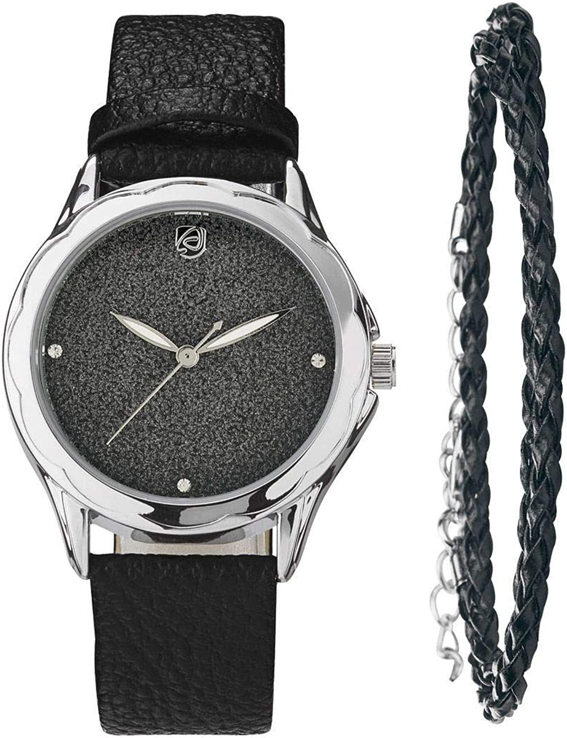 Часы наручные женские с кожаным ремешком и браслетом Auriol D1-00402