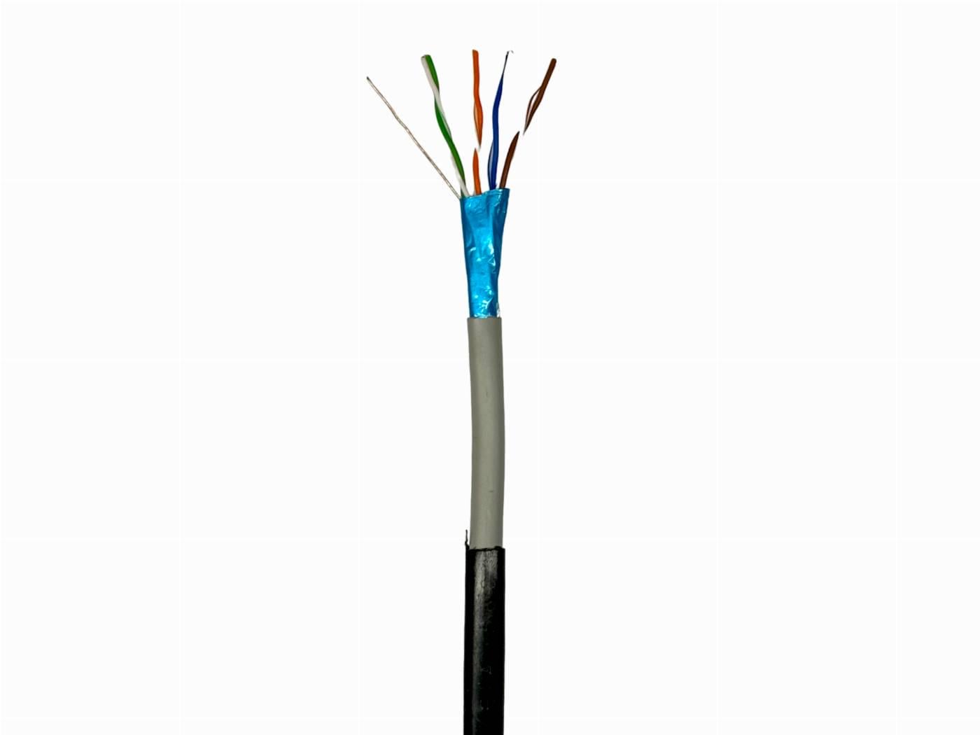 Кабель кручена пара GEAR FTP 4x2x0,51 Cat5E CCA PVC+PE для зовнішніх робіт 305 м Чорний