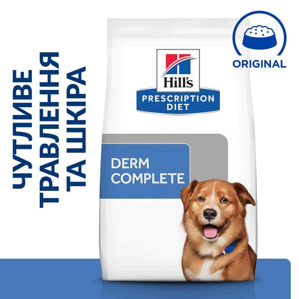 Корм для собак Hill’s Prescription Diet Derm Complete при харчовій алергії та атопічному дерматиті 12 кг - фото 2 Корм для собак Hill’s Prescription Diet Derm Complete при харчовій алергії та атопічному дерматиті 12 кг - фото 2