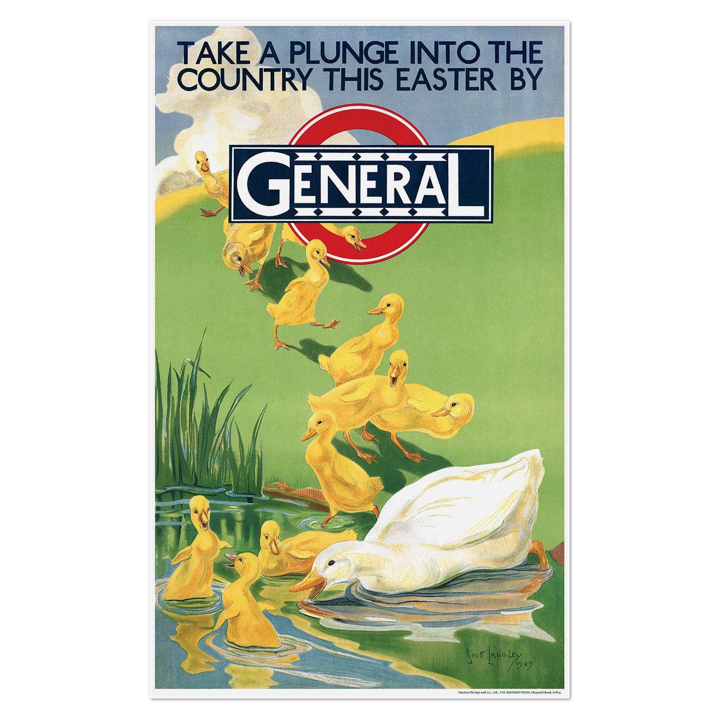 Плакат вінтажний Take A Plunge Into The Country 1929 52x84 см (0302)