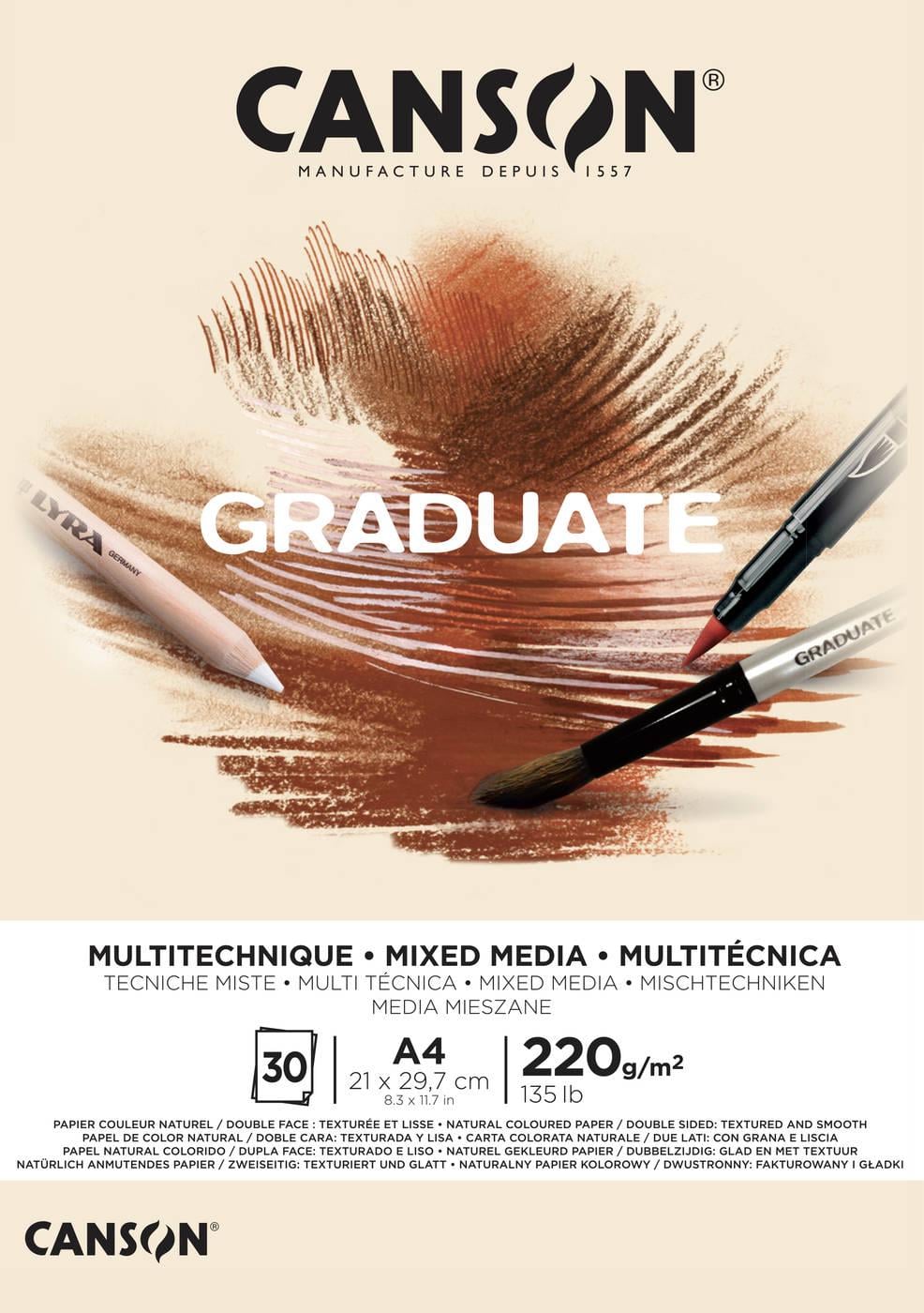 Альбом для акварели Canson Graduate Mix Media склейка 220 г/кв. м 30 л. А4 Натуральные цвета (C400110368) Альбом для акварели Canson Graduate Mix Media склейка 220 г/кв. м 30 л. А4 Натуральные цвета (C400110368)