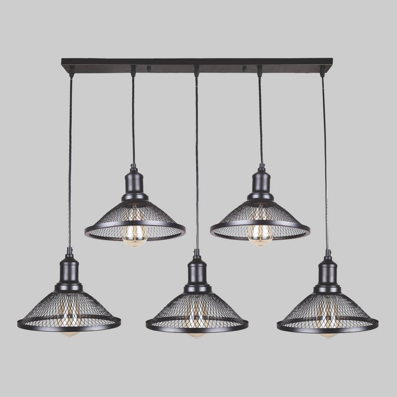 Люстра на 5-подвесов в стиле лофт Черный (907-009F-5 BK (700) Люстра на 5-подвесов в стиле лофт Черный (907-009F-5 BK (700)