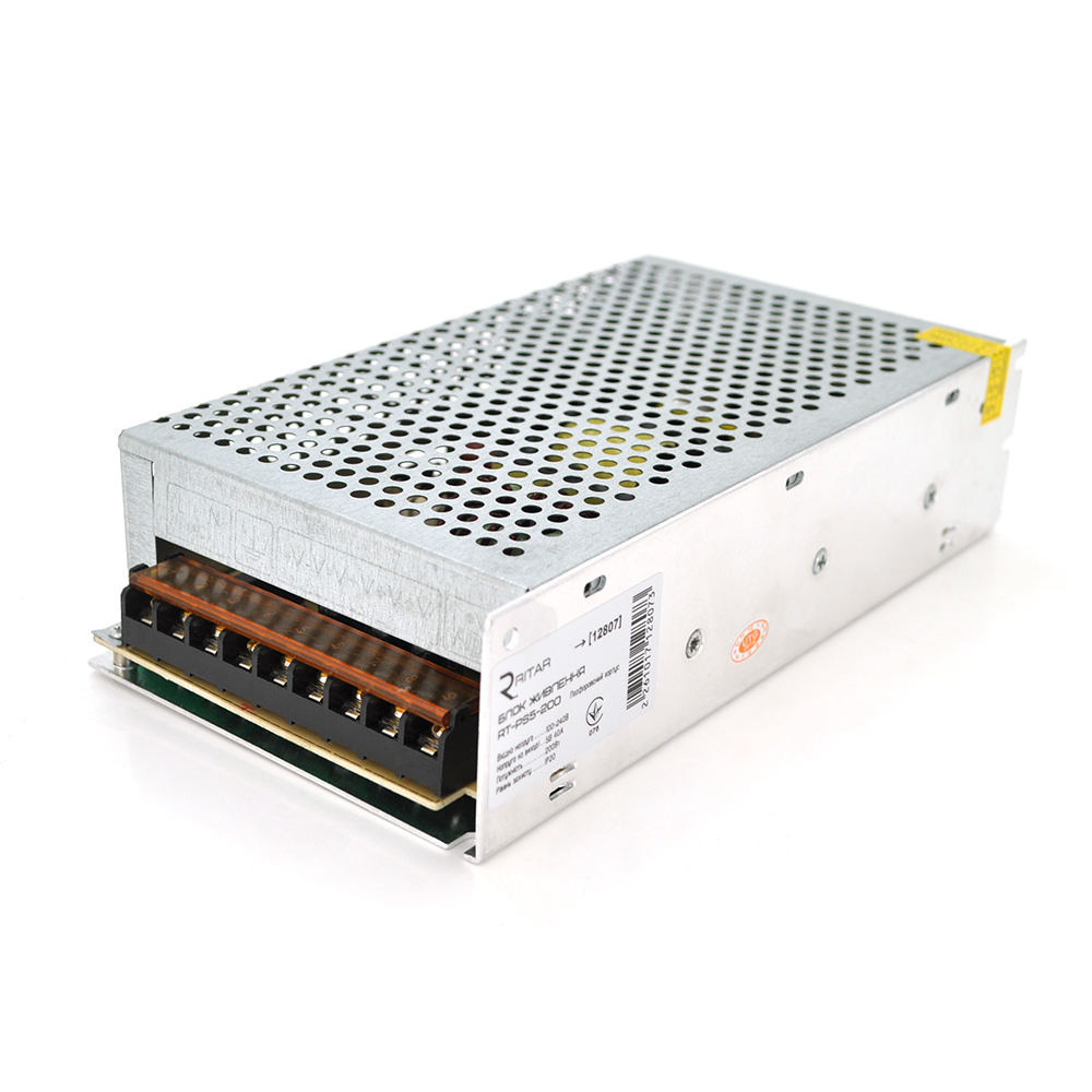 Блок питания импульсный Ritar RTPS5-200 для медиаприемников перфорированный 5 В 40 А 200 Вт (12807)
