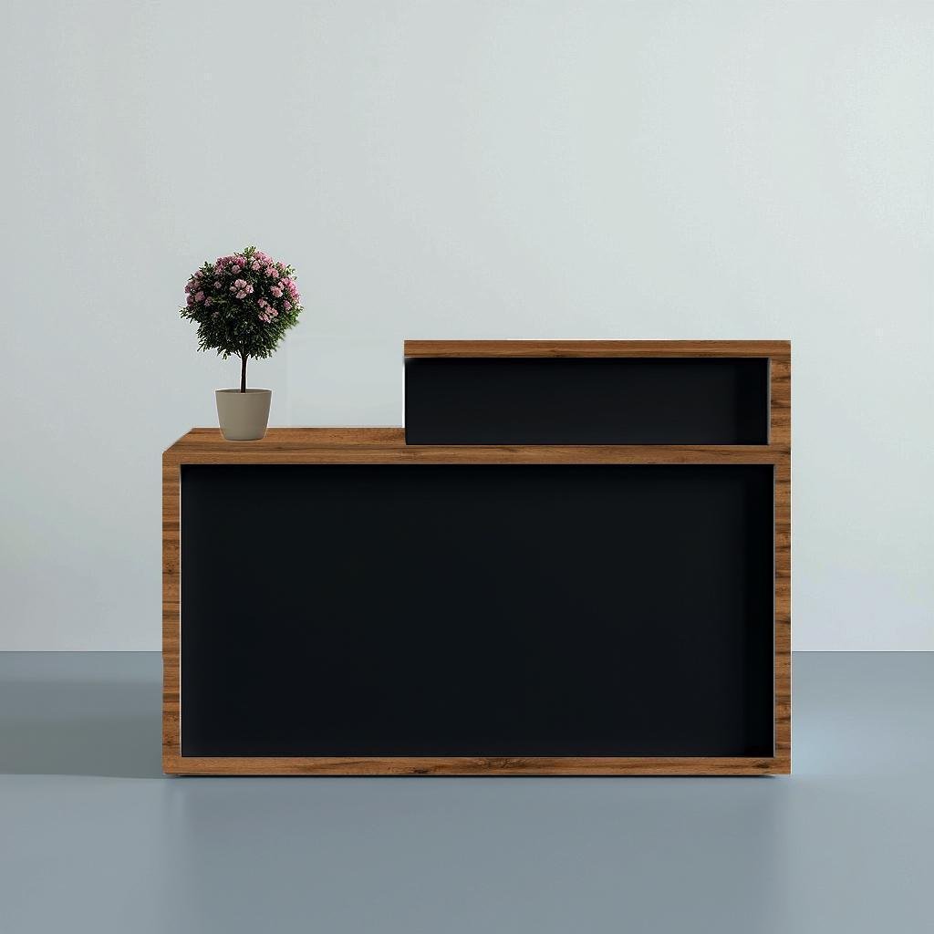 Стойка-ресепшн/4 Tobi Sho левосторонняя для офиса/салона с подсветкой 1400х600х1050 мм Файервуд/Черный (34696754) - фото 1 Стойка-ресепшн/4 Tobi Sho левосторонняя для офиса/салона с подсветкой 1400х600х1050 мм Файервуд/Черный (34696754) - фото 1