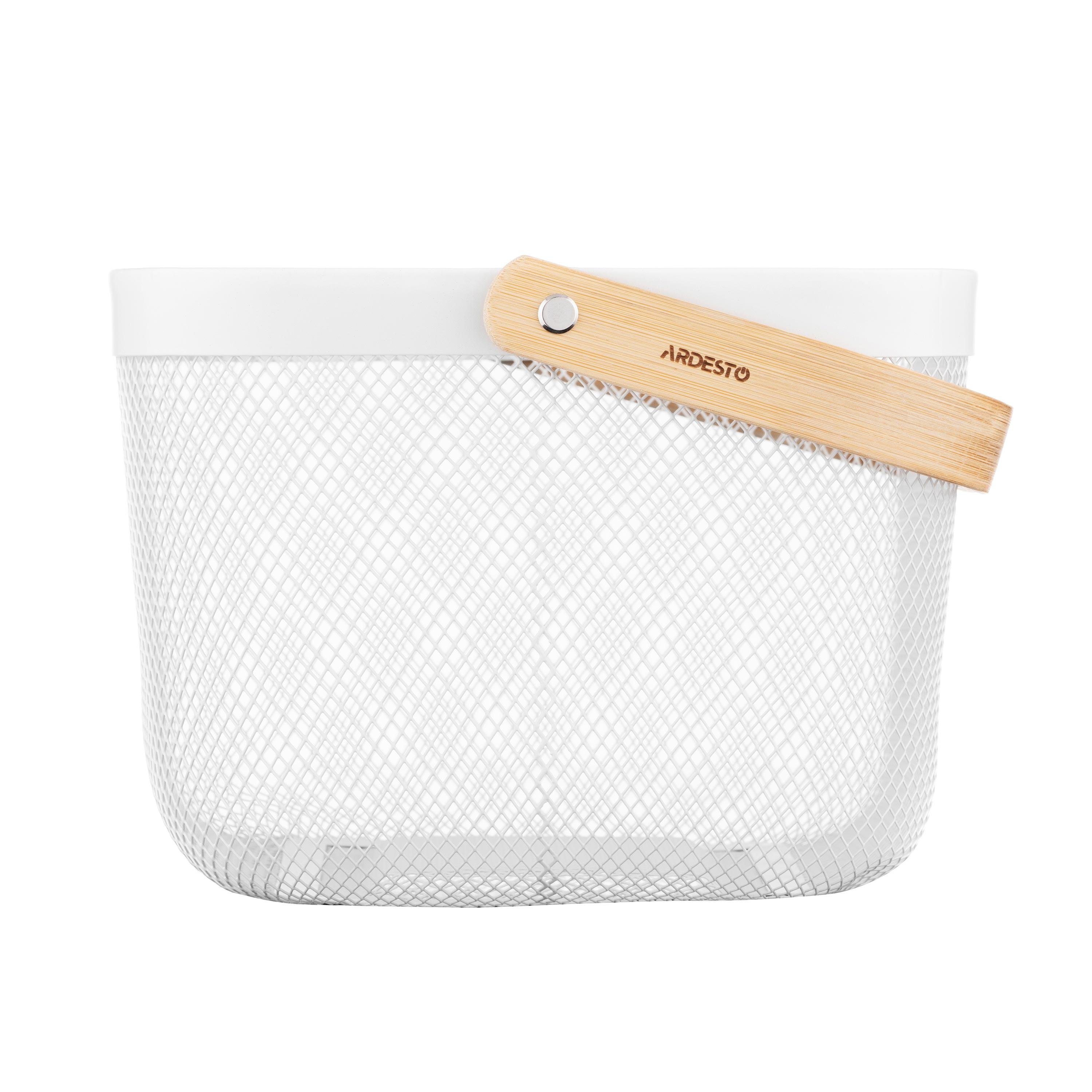 Кошик металевий Ardesto AR0901W з дерев'яною ручкою для фруктів 25x24,5x18 см Білий (608420) - фото 2 Кошик металевий Ardesto AR0901W з дерев'яною ручкою для фруктів 25x24,5x18 см Білий (608420) - фото 2