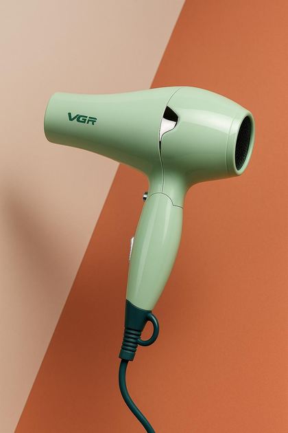 Фен для волосся VGR V-432 Professional із складаною ручкою іонізація/концентратор 1000 Вт Зелений (ML-04842) - фото 2 Фен для волосся VGR V-432 Professional із складаною ручкою іонізація/концентратор 1000 Вт Зелений (ML-04842) - фото 2