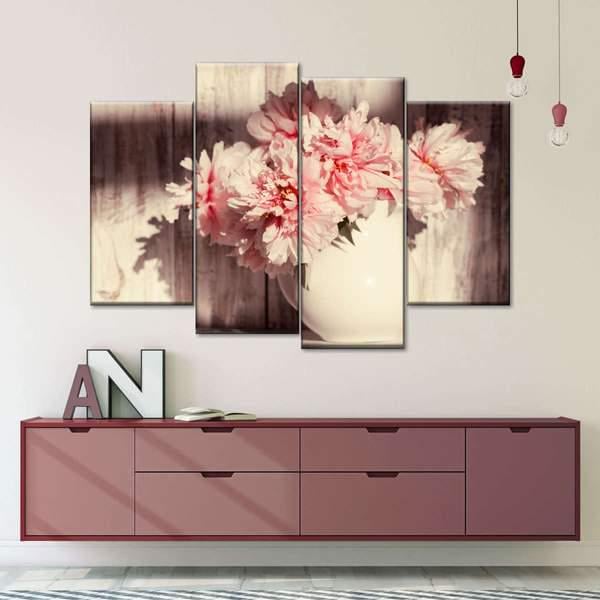 Модульная картина KIL Art Нежный букет пионов из четырех частей 89x56 см (M4_M_195)
