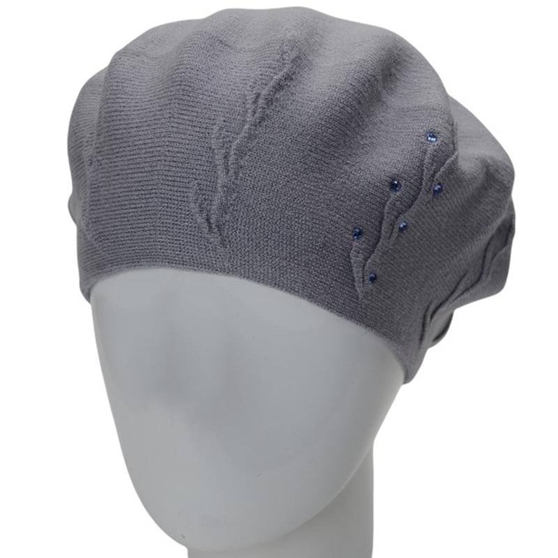 Берет женский двойной Lirus Ветка вискозная универсальная Светлый дым (295480)