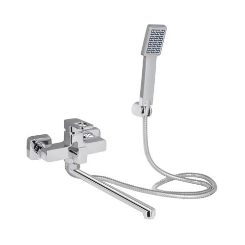 Смеситель для ванны Lidz Wawel 005 с поворотным изливом и душевой гарнитурой k35 Chrome (LDWAW005CRM45389)