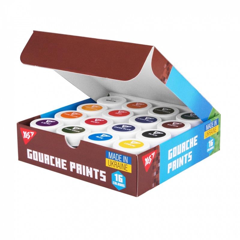 Гуашевые краски YES Minecraft 230408 16 цветов/20 мл (29679164) - фото 3 Гуашевые краски YES Minecraft 230408 16 цветов/20 мл (29679164) - фото 3