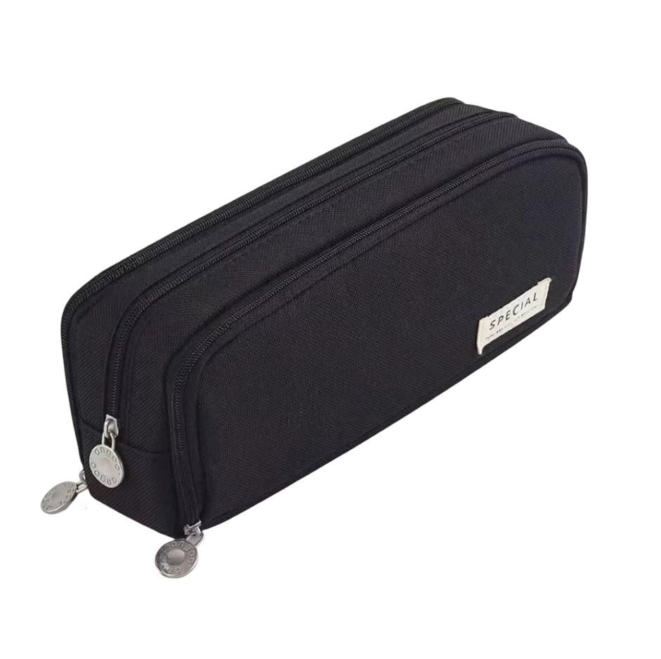 Пенал шкільний розкладний три відділення на блискавці Чорний (29375)