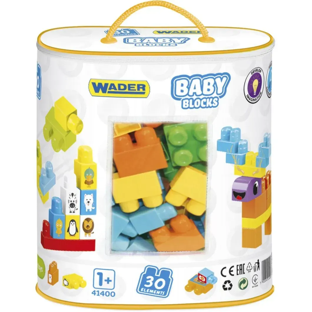 Конструктор Wader Baby Blocks Мои первые кубики из пластика 30 дет. Разноцветный (150-98-41400)
