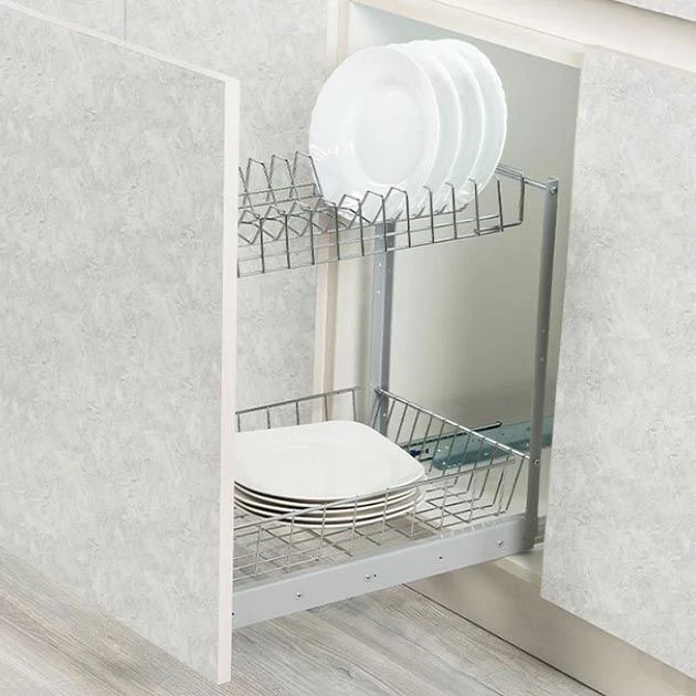 Карго Starax для стаканов и тарелок с дотягом S-2163-C на 2 полки 450 мм Хром (010003)