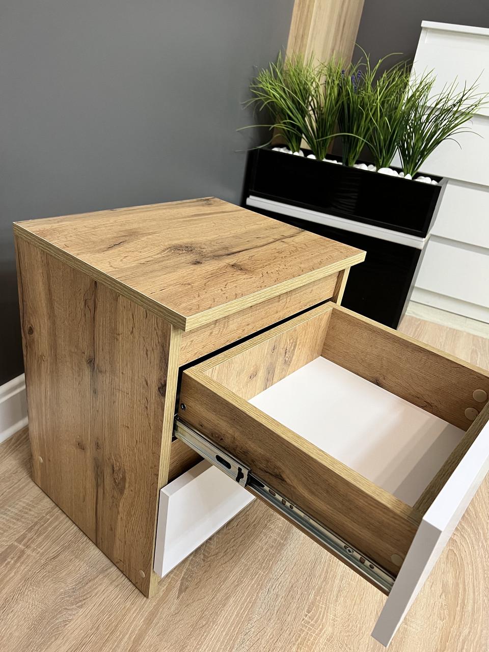 Тумба приліжкова Кватро 2 шухляди 400х480х340 мм Дуб Аппалачі/Німфеа Альба - фото 3 Тумба приліжкова Кватро 2 шухляди 400х480х340 мм Дуб Аппалачі/Німфеа Альба - фото 3