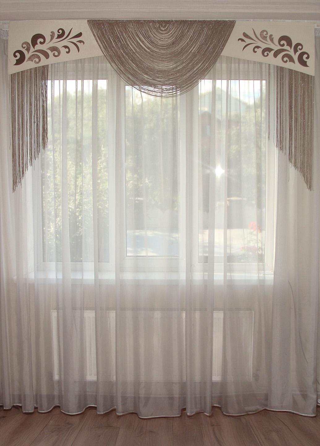 Ламбрекен жесткий Firanka Ажур 2 м Молочный (130_7ж)