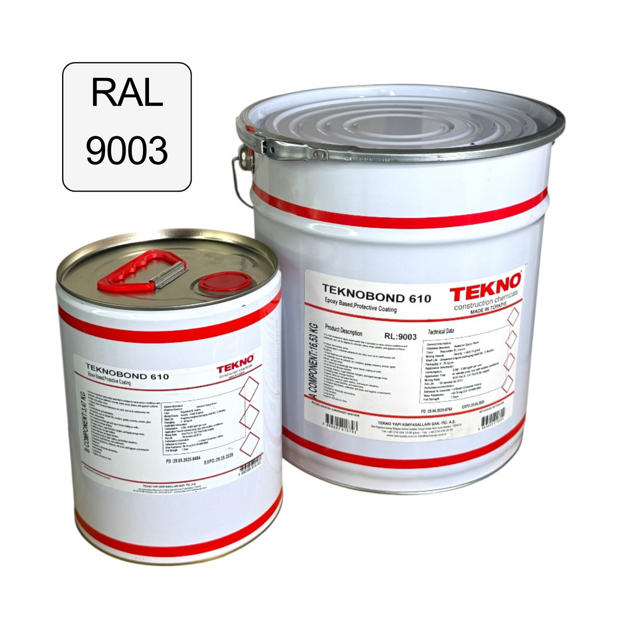Краска эпоксидная двухкомпонентная Teknobond 610 с стойкостью к химическим веществам 20 кг Белый RAL 9003 (28176437)
